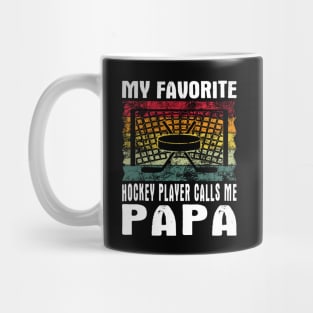 My Favorite Hockey Player Papa Vintage Text Mug